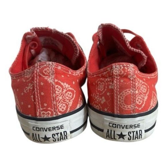 Converse All Stars Women Coral Red Bandana Print Sneakers Size 10 Skateboarding - Picture 6 of 11